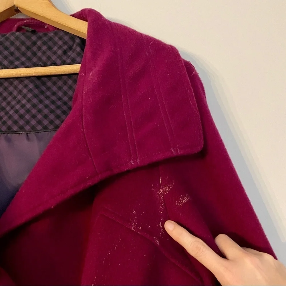 Steve Madden Extra Large XL Fuschia Peacoat Button Jacket Coat Ruffle
